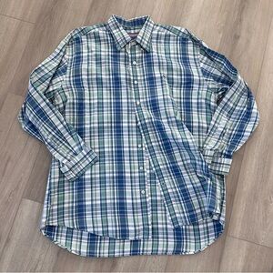 Vineyard Vines Whale button down shirt blue green plaid XXL